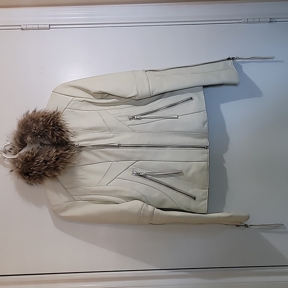 Andrew Mark Leather Coyote Fur Jacket Size  XS - Picture 1 of 16